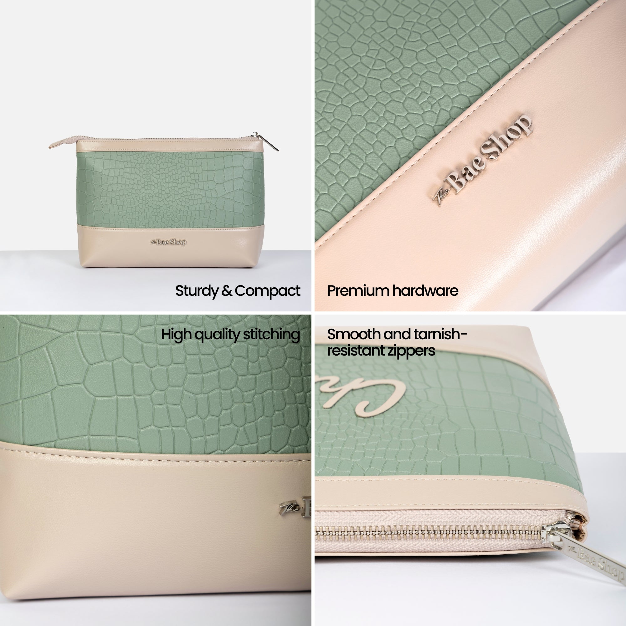 Bae Bag Green Croco - Makeup & Skincare Organiser