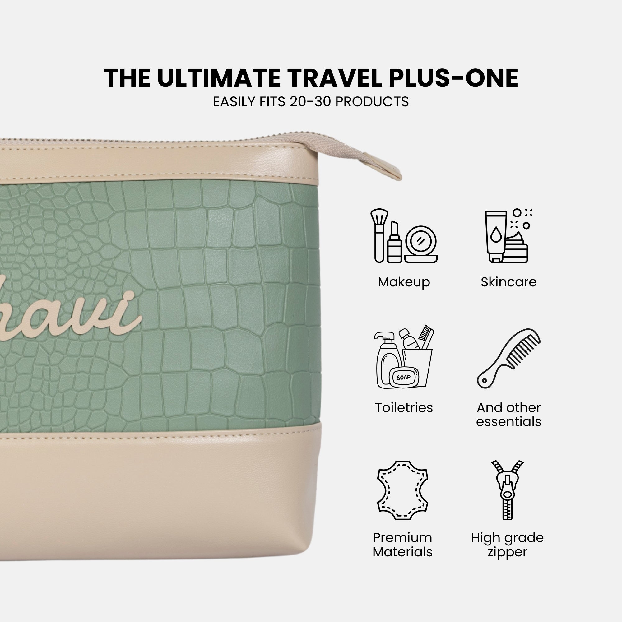 Bae Bag Green Croco + Bae Folio Nude Muse Combo