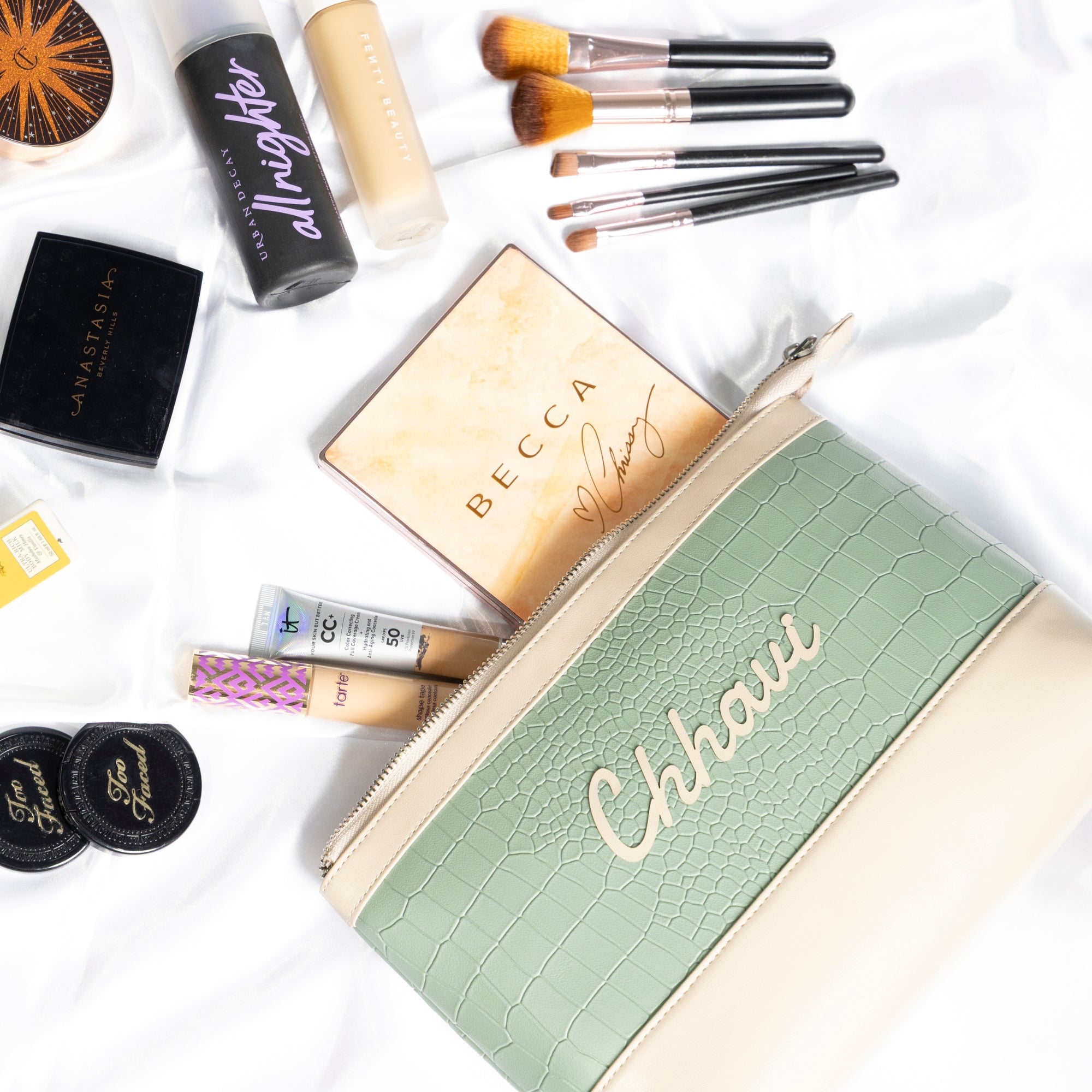 Bae Bag Green Croco + Bae Folio Nude Muse Combo