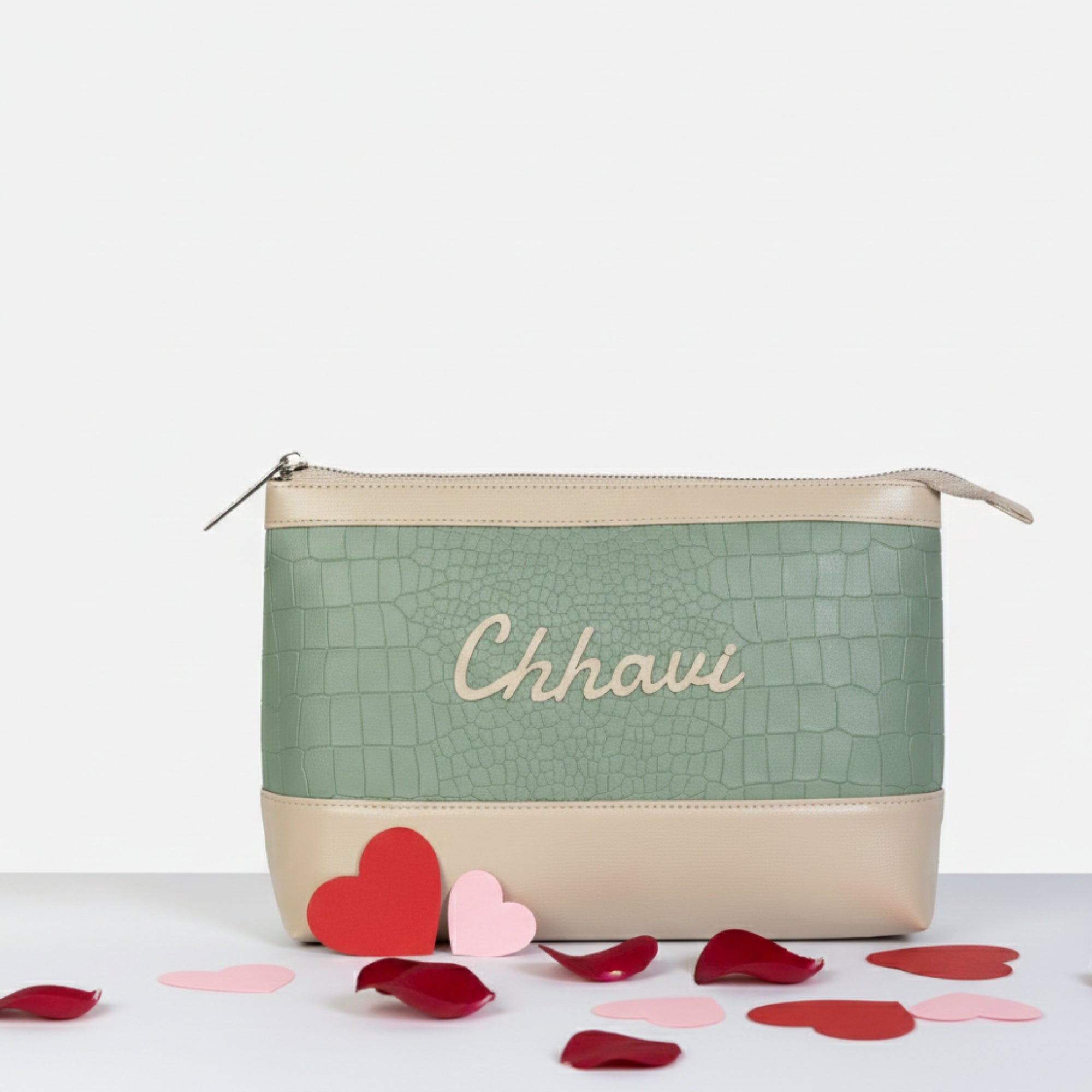 Bae Bag Green Croco - Makeup & Skincare Pouch | Valentine's Gift