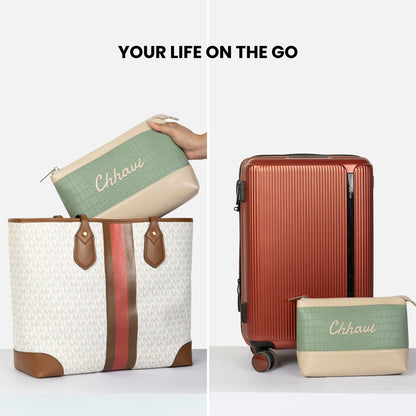 Bae Bag Green Croco + Bae Folio Nude Muse Combo