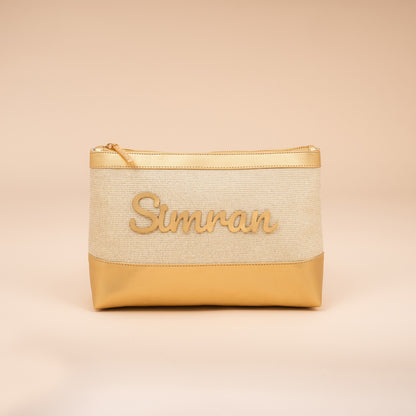 Gold Rush Bae Bag - compact travel pouch for makeup and toiletries, ideal for everyday use and gifting.